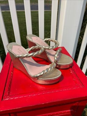 Kate Spade Gold Wedges Size 7.5, Worn Once
